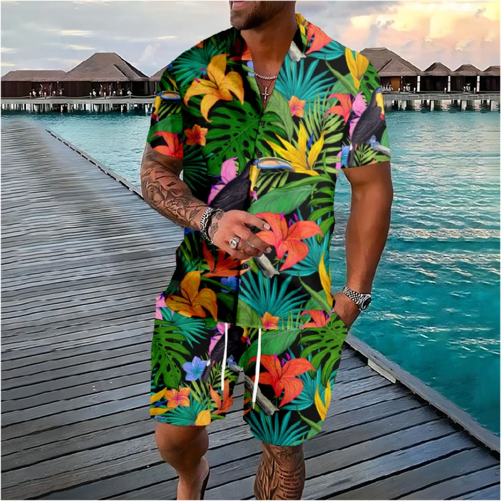 Streetwear Brand Tracksuit - Hawaiian Palm Tree Florals Button Shirts